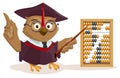 Owl teacher and abacus Royalty Free Stock Photo