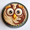 Owl-themed Cartoon Cake With Unique Abstraction Design