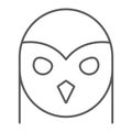Owl thin line icon, animal and wild, halloween sign, vector graphics, a linear pattern on a white background Royalty Free Stock Photo