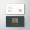 Owl Totem Abstract Vector Logo and Business Card Template. Premium Stationary Realistic Mock Up.