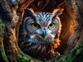 Owl in a tree hollow