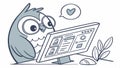 Owl using a laptop computer, symbolizing learning and technology vector design Generative AI Royalty Free Stock Photo