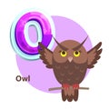 Owl for O Letter Cartoon Alphabet for Children