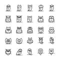 Owls vector icons collection in line style