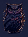 Owl. Vector illustration on a dark blue background. Cartoon style. Ai generated Royalty Free Stock Photo