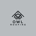 Owl vector logo. Roof repair logo. Roof logo. Owl icon