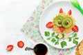 Owl waffle - funny healthy breakfast dessert snack idea for kids