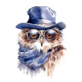 Owl watercolor illustration Royalty Free Stock Photo