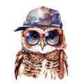 Owl watercolor illustration Royalty Free Stock Photo