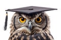 Owl Wearing Graduation Cap, Face Shot, Isolated on Transparent Background. AI