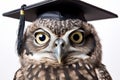 Owl Wearing Graduation Cap, Face Shot, Isolated on Transparent Background. AI