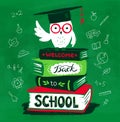 Owl wearing mortarboard sitting on books