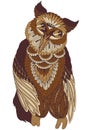 Decorated owl on white background