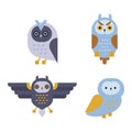 Owl wild bird cartoon vector. Royalty Free Stock Photo