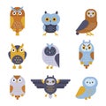 Owl wild bird cartoon vector. Royalty Free Stock Photo