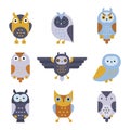 Owl wild bird cartoon vector. Royalty Free Stock Photo