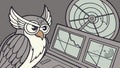 Owl working at computer with data visualization vector design Generative AI Royalty Free Stock Photo