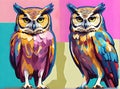 owls background knolling drawing Pantone