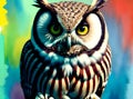 owls background knolling watercolour Kodachrome palette