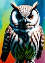 owls background knolling watercolour Kodachrome palette