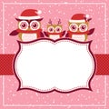 Owls cartoon red christmas illustration