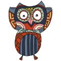 Owls Doodle Vector for coloring book. Isolated illustration on white background. Royalty Free Stock Photo
