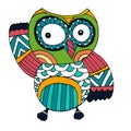 Owls Doodle Vector for coloring book. Isolated illustration on white background.