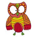 Owls Doodle Vector for coloring book. Isolated illustration on white background. Royalty Free Stock Photo