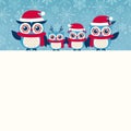 Owls family cartoon christmas design Royalty Free Stock Photo