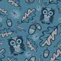 Owls and fireflies pattern