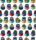 Owls hand drawn pattern