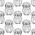 Owls hand drawn style graphic seamless pattern. doodle scandinavian simple liner style