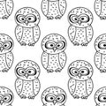 Owls hand drawn style vector graphic seamless pattern. doodle scandinavian simple liner style