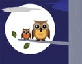 Owls and Moon Royalty Free Stock Photo