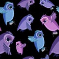 Owls with mouses seamless pattern