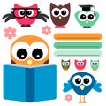 Owls set school theme Royalty Free Stock Photo