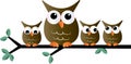 Owls sitting on a branch header or banner