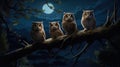 Owlteacher teaching other forest inhabitants in a night school