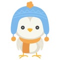 Own wearing scarf and beanie, Winter animal doodle vector