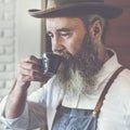 Owner Coffee Shop Man Drinking Coffee Concept