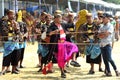 Dancing accompanied the traditional arts event of Sapi Sono festival Royalty Free Stock Photo