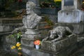 The owner and his dogs forever, cemetery in Lviv - Ukraine Royalty Free Stock Photo