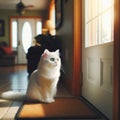 Owner\'s pet waits patiently for their return at front door