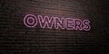 OWNERS -Realistic Neon Sign on Brick Wall background - 3D rendered royalty free stock image