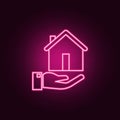 Ownership insurance. Real estate neon icon. Elements of Real Estate set. Simple icon for websites, web design, mobile app, info