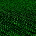 ows of green computer code on a black background create a digital, matrix-like effe Royalty Free Stock Photo