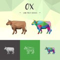 OX BUFFALO CHINESE ZODIAC ANIMALS LOW POLY POP ART LINE LOGO ICON SYMBOL