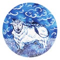 Ox, bull chinese zodiac happy new year, watercolor painting minimal