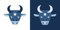 Ox or bull head flat icon, symbol of 2021 Royalty Free Stock Photo