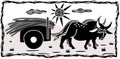 Ox cart. Brazilian northeast cordel woodcut illustration